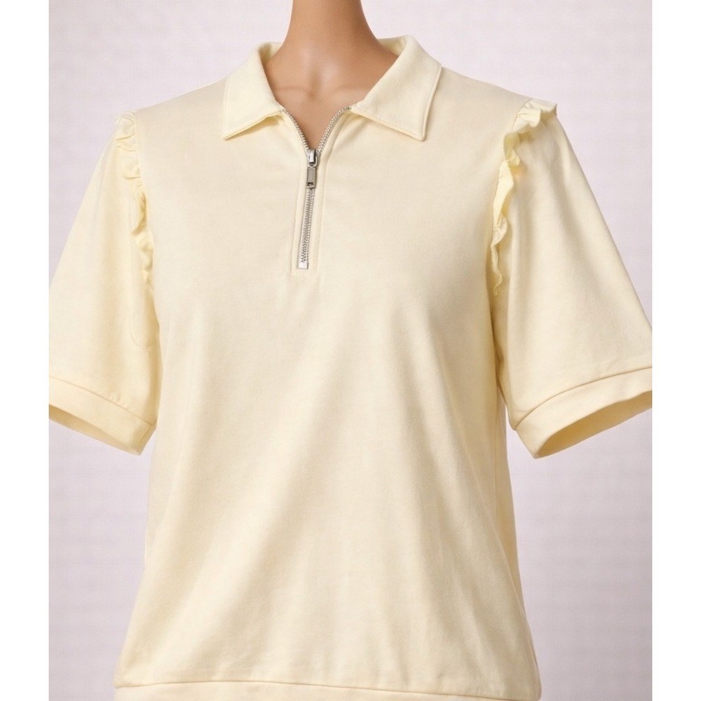 Dance & Marvel Butter Yellow Quarter Zip Top – Womens Medium – NWT